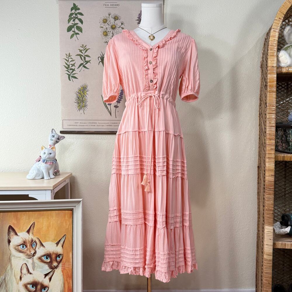 Jessakae Heartbreaker Midi Peasant Dress Cottagecore Prairie Coquette Romantic S